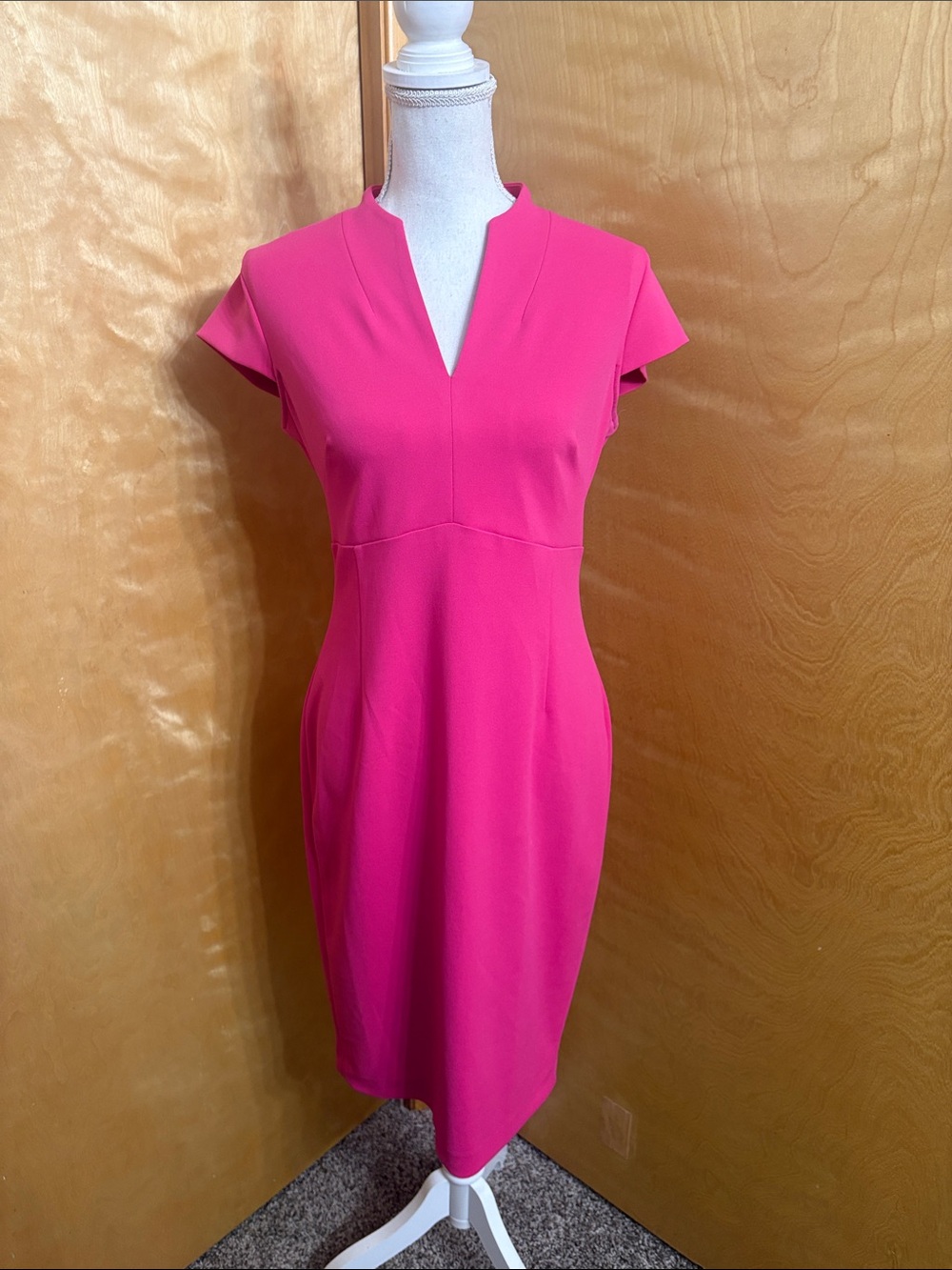 NWOT Calvin Klein Pink Flutter Sleeve V-Neck Midi Dress Size 6